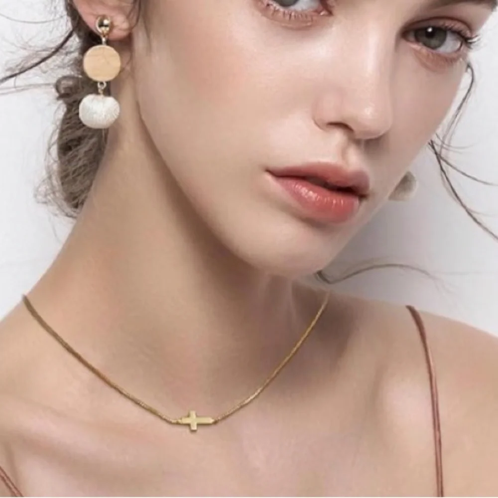 #36 Stainless Steel Gold Cross Necklace - Picture 3 of 6